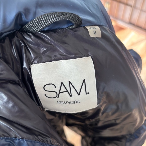 SAM Freedom goose Down Puffer Vest women’s S zip pockets navy blue - Picture 9 of 11